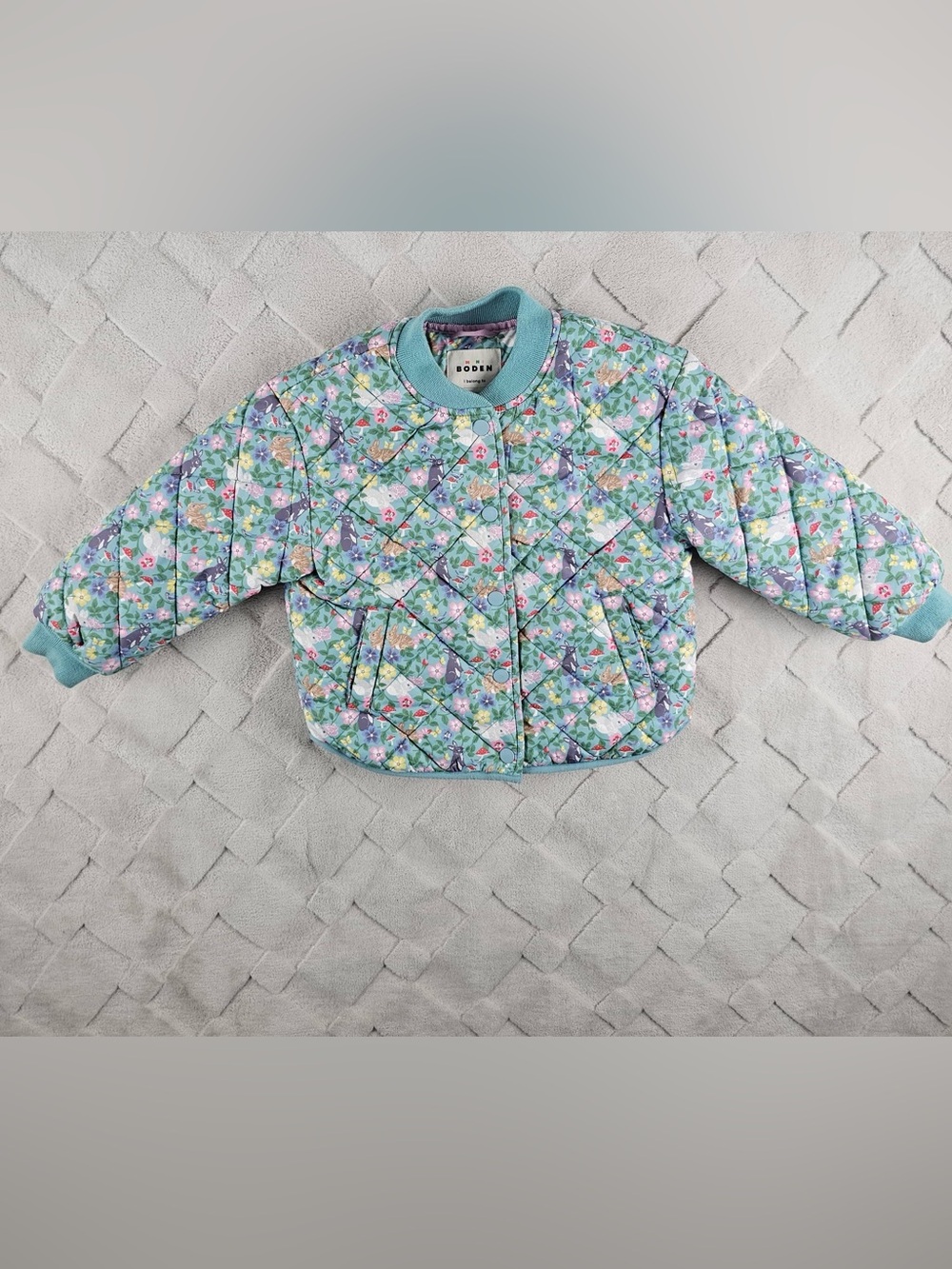 Mini Boden Quilted Floral Jacket 4y - 5y Sherpa Lined Multi Color